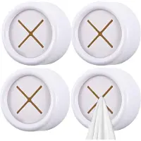 Famanu – Set van 4 zelfklevende handdoekhouders, ABS handdoekhaken voor badkamer en keuken, wit