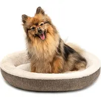 Famanu – Hondenmandje rond in donutvorm -55 cm -huisdierenkussen voor honden katten met wasbare hoes anti-slip noppen -knus hondenbed