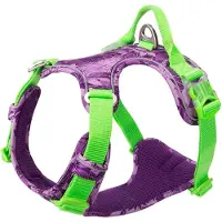 Markenlos – Anti-trek hondentuig, verstelbaar en reflecterend nylon hondenharnas voor kleine en grote honden, camouflage paars, maat S