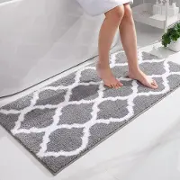 Famanu – Antislip badmat - badkamertapijt - wasbaar - hoogpolig - pluizige microvezel - badmat - 60 x 120 cm - grijs