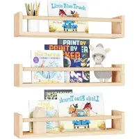 Famanu – Set van 3 zwevende wandplanken voor boeken en speelgoed, hangend display voor slaapkamer, woonkamer en kinderkamer