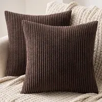 Famanu – Corduroy ribfluweel kussenhoezen set van 2 (40x40 cm) – decoratieve sierkussenhoezen – zacht geribbeld – bruin