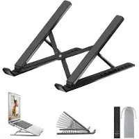 Famanu – Laptopstandaard - opvouwbaar - in hoogte verstelbaar - draagbare notebookstandaard - compatibel met alle 10-18 inch laptops (Zwart2)