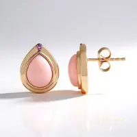 Cavill - 925 Sterling Zilver Oorbellen - Rosé Verguld - 2,97 ct Roze Opaal & 0,036 ct Roze Saffier - Elegant Peervorm