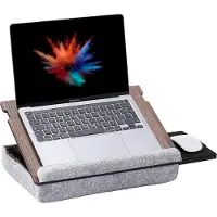 Markenlos - Houten laptoplade – verstelbaar,, met muismatlade – walnootkleur