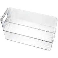 Famanu – set van 2, koelkast-opbergdozen, organizer, voorraaddozen met handvat, transparant, voor keuken, koelkast, kasten, cosmetica, kantoormateriaal