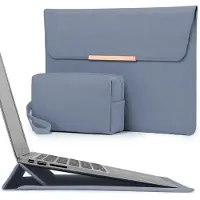 Famanu - 15 inch laptophoes met standaardfunctie en draagtas, waterbestendige sleeve en Surface Laptop, elegant blauw design