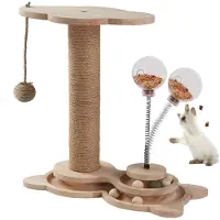 Famanu - Houten krabmeubel met speeltjes, geschikt voor kittens