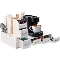 Famanu – Koffiecapsule lade organizer – Koffiecuphouder met 5 lades – Tot 48 cups – Wit
