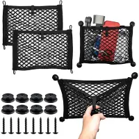 Markenlos - Opbergnet set van 2 elastische nettassen 36,5 x 25 cm met schroefbevestiging