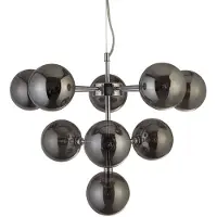 Searchlight Glazen hanglamp Zarath, dimbaar, alu / grijs / zink, Woon-/ Eetkamer, Glas, Modern, hanglamp