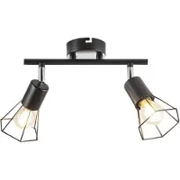Globo Plafondlamp woonkamerlamp slaapkamerlamp metaal zwart vlechtwerk, 2x E14 fitting, lengte 25 cm, woonkamer slaapkamer