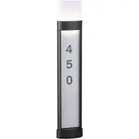 Wofi Huisnummerlamp LED huisnummer verlicht elektriciteit Buitenlamp met huisnummer, staande lamp aluminium zwart, incl. sticker, IP54, LxBxH 16x7,5x80 cm, 12226