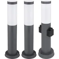 Globo Staande lamp buitenlamp met fitting roestvrij staal Staande lamp tuinlamp pad, antraciet, E27 fitting, DxH 12,7x45 cm, set van 3