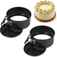 Famanu - 2 stuks Ronde cakevormen voor bakken, 10,9 cm niet-stick springvorm bakblik met verwijderbare bodem, kleine cheesecake blikken vormen pan voor taart cheesecake pizza's quiches