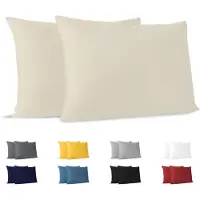 Famanu - Kussensloop (Set van 2) – Beige Katoen – Voor Kussens 50 x 70 cm – 100% Jersey Katoen – Beddengoed Dubbel Bed Kussensloop – Kussenbeschermer – Bestendig en Hypoallergeen