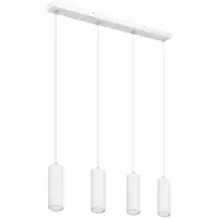 Globo Hanglamp hanglamp wit woonkamerlamp 4-lichts plafondlamp hangend, metaal, 4x GU10 fitting, LxBxH 65x6x120 cm