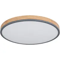 Globo Plafondlamp met afstandsbediening LED plafondlamp dimbaar woonkamerlamp, CCT nachtlamp, aluminium hout look, 1x LED 40W 3500Lm, D 60 cm