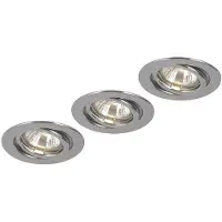 Globo Lighting Plafondspot Inbouwspot Plafondlamp Woonkamerlamp, metaal chroom rond, GU10 fitting, D 9,7cm, set van 3