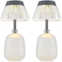 Globo Lighting Solarlamp tafellamp buitenlamp helder oplaadbaar glas LED tuinlamp balkonlamp, acryl, glas, kunststof, LED 3000K warm wit, DxH 13,5x27 cm