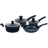 Herzberg Batterie de cuisine forgée revêtement en marbre Bleu 7 pièces HG04685-BLU