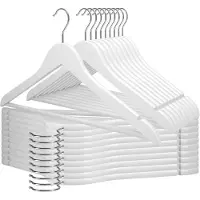 Famanu – 20 x houten kledinghangers wit VonBueren | 44,5 x 22 cm per hanger | kledinghanger set hout wit | 360 graden draaibare haak