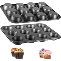 Famanu - 2 stuks Grote muffinvormen, anti-aanbakpannen, cupcake-vormen, bakvormen voor cupcakes, brownies, cake, pudding (35,3 x 26,2 x 3 cm)