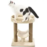 Famanu - Krabpaal met platform, 1 stuk, 45,7 x 35,6 x 55,9 cm, beige
