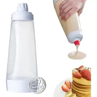 Famanu - Deegdispenser Knijpfles met Mengbal, éénhandige bediening, batter mixer met schaalverdeling, voor pannenkoeken, wafels, crêpes en muffins