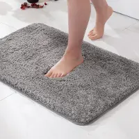 Famanu – Badmat - zachte badmat - antislip - voetmat - badkamermat - slaapkamermat - wollig tapijt - badkamertapijt - douchemat - voor badkamer - woonkamer - slaapkamer - 40 x 60 cm - grijs