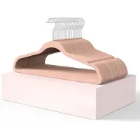 Famanu – Fluwelen hangers - 30 stuks - antislip kleerhangers met inkepingen op de schouder - 360° draaibare haken - robuuste standaardhangers voor ruimtebesparing in de kast - roze