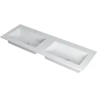 Ink Kraft Wastafel Dubbele Bak met 2 Kraangaten - 1400x450x10 mm - Mat Wit