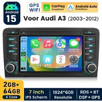 Hexinex HexinexMarket Quad-Core autoradio Geschikt voor Audi A3 S3 RS3 8P- Draadloos CarPlay, Android Auto, GPS NAVI, Android 15, multimediaspeler, 2GB+64GB