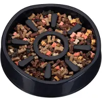 Famanu - Anti schrok voerbak hond, kunststof, antislip, voor grote honden, eetbak tegen schrokken, 900 ml, zwart