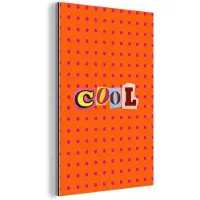 MuchoWow Aluminium schilderij 40x60 cm - Wanddecoratie metaal - Cool - Stippen - Oranje - Metalen muurdecoratie woonkamer - Decoratie industrieel - Foto op dibond - Industriële accessoires slaapkamer