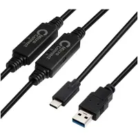 Microconnect USB3.1CA10AMP, 10 meter, USB-C, USB-A, USB 3.2 Gen 1 (3.1 Gen 1), zwart