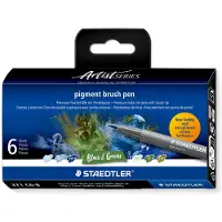 Staedtler Pigment Arts Brush Pen 6-set Blue/Green