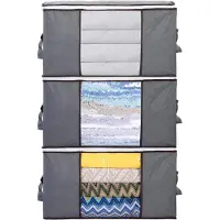 Famanu - Set van 3 kledingopbergtassen van 90L, met ritssluiting en versterkte handgrepen, 60×44×35 cm