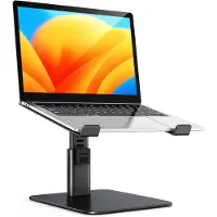 Famanu – Laptop Stand for Desk - 8 Adjustable Height Aluminum Laptop Riser - Ergonomic Computer Stand Compatible with MacBook - Air - Pro and More 10"-16"