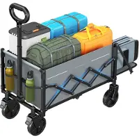 Markenlos - Grijze opvouwbare transportwagen, draagvermogen 160 kg, met extra opbergruimte