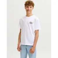 Jack & jones JUNIOR T-shirt met backprint - wit Jongens Katoen Ronde hals - maat 164