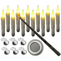 Typecat 12 Stuks Drijvende Kaars met Toverstaf Afstandsbediening Magische Drijvende Kaars Vlamloze Hangende Kaarsen voor Kerstdecoratie A