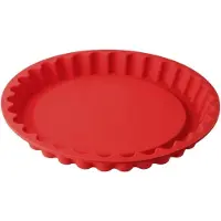 Famanu - Siliconen bakvorm Ø 28 cm voor quiche en fruittaarten, de ronde siliconen vorm is non stick, herbruikbaar en vaatwasmachinebestendig, (Kleur: rood)