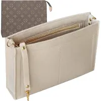 Famanu – Toilettas 19/26 Tas-organizerinzetstuk voor cosmetica - opgeruimde organizer - vilten portemonnee dames tote handtas voering zakorganizer met sleutelhanger en gouden gesp en ritssluiting