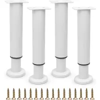 Famanu - Meubels verstelbare poten, metalen bedsteun beenvervanging centraal latframe banksteun beendelen intrekbare zwaar belastbare meubelvoet voor bank/dressoir/tafel/kast 18-32 cm (wit, 4 stuks)
