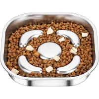 Famanu – Slow Feeder hondenbak - roestvrijstalen hondenbakken om het eten te vertragen - puzzelvoeders voor honden - puppy's stoppen met opgeblazen gevoel - anti-slikken - gezond eten (23 cm diameter)