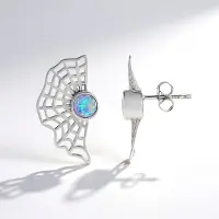 Cavill - Zilveren Oorbel - 925 Sterling Zilver Gerhodineerd - 2 Welo-opalen 0,54 Ct Rond - Modern Filigraan Design - Monosono Collectie