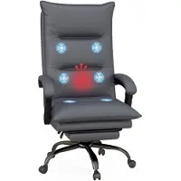 Vinsetto -Massage-Bürostuhl-Polyester, Schaumstoff, MDF, Stahl-66L x 74B x 114-121,5H cm-Dunkelgrau