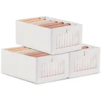Famanu – Set van 3 stoffen garderobe organizers met transparant venster 40x27x16.5