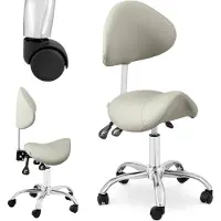 Physa Zadel stoel - In hoogte verstelbare rugleuning en zitting - 51-65 cm - 150 kg - Grijs, Zilver